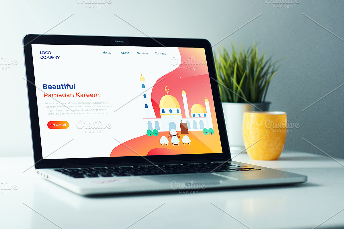 Landing Page People Pray To Mosque in Landing Page Templates - product preview 8