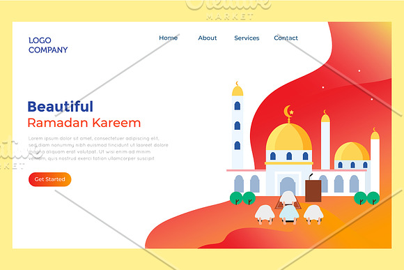Landing Page People Pray To Mosque in Landing Page Templates - product preview 1