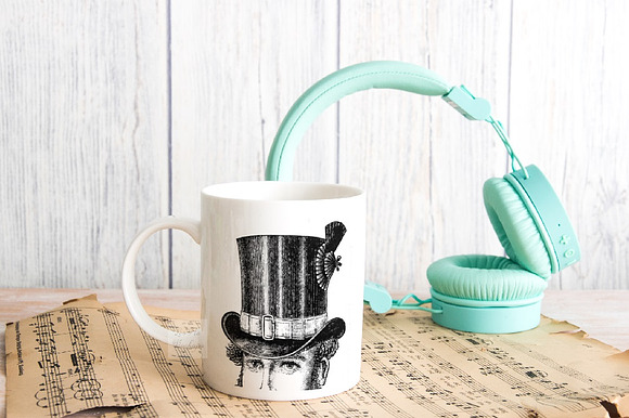 White mug mockup music smart photo in Product Mockups - product preview 3