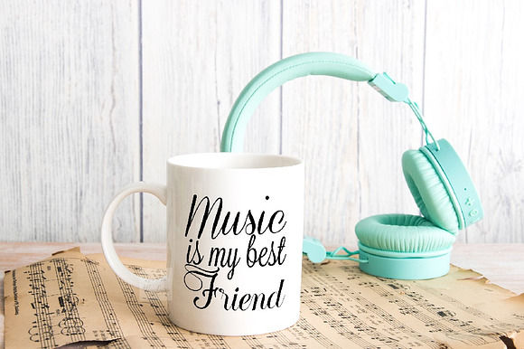 White mug mockup music smart photo in Product Mockups - product preview 4