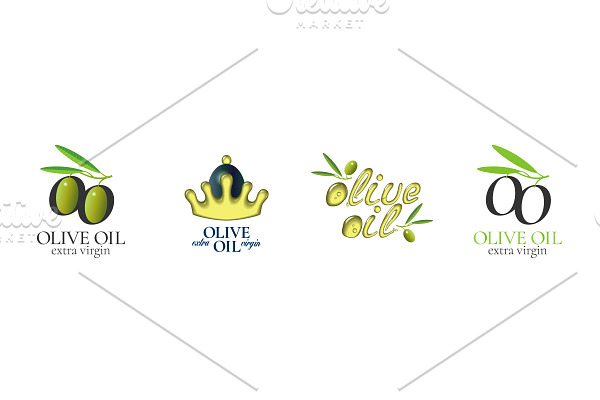 Olive oil vector logo set