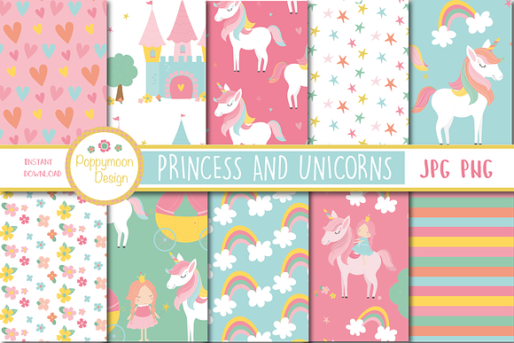 Princess & Unicorns paper in Patterns - product preview 1
