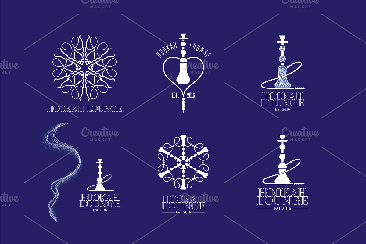 Hookah vector logo, icon set in Logo Templates - product preview 8