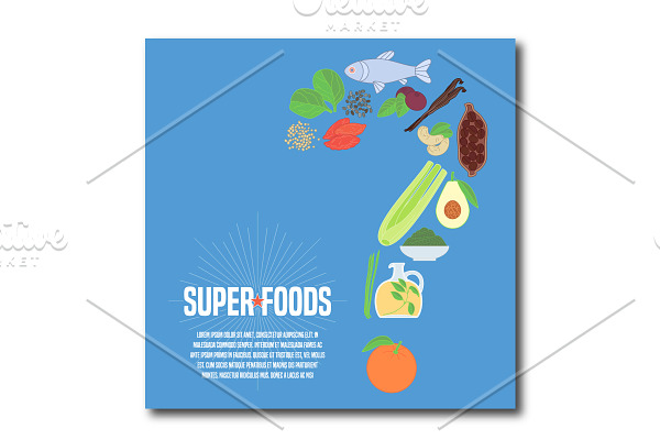 Selection of superfoods vector
