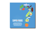 Selection of superfoods vector