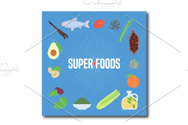 Set of superfoods vector design