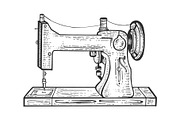 Old sewing machine sketch vector