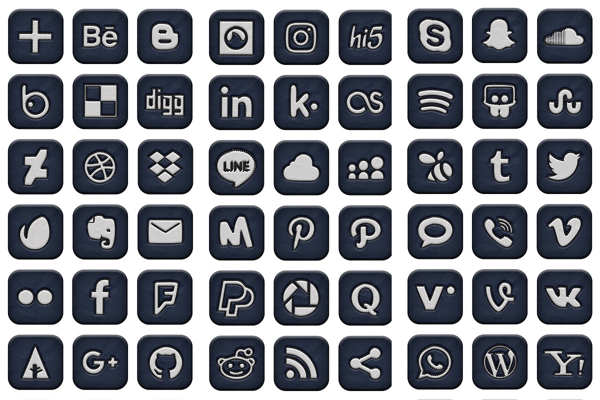 Stitched Style Media Icons Set in Icons - product preview 8