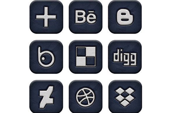 Stitched Style Media Icons Set in Icons - product preview 1