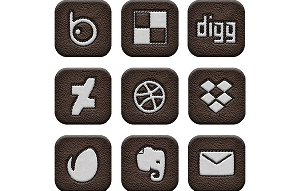Stitched Style Media Icons Set in Icons - product preview 3