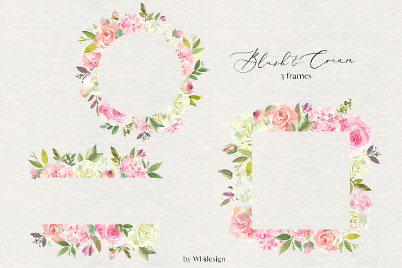 Blush & Cream Watercolor Floral Set in Illustrations - product preview 6
