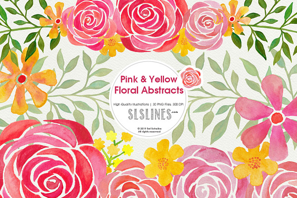 Pink & Yellow Watercolor Florals