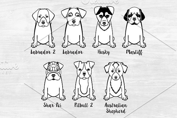 Black & White Puppy Outlines in Illustrations - product preview 1