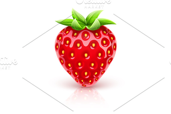 Ripe red strawberry berry. Vector.