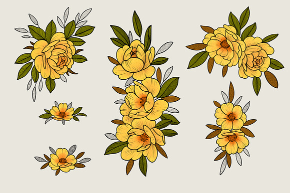 Flower Set “Yellow mood” in Illustrations - product preview 5