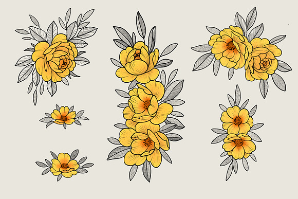 Flower Set “Yellow mood” in Illustrations - product preview 6