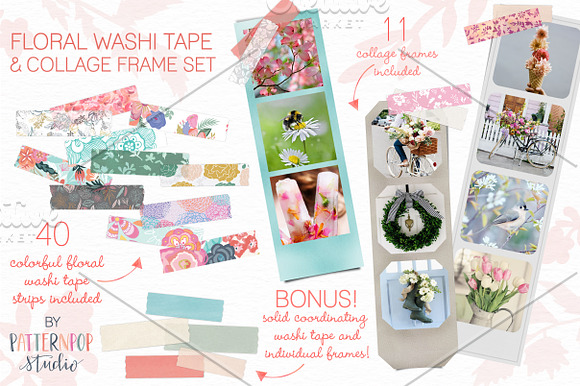 Floral Washi Tape and Collage Frames in Objects - product preview 4