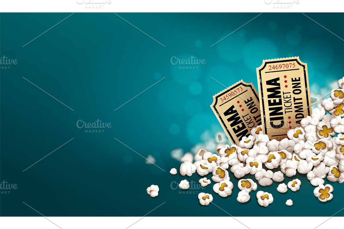 Gold cinema tickets in popcorn. in Illustrations - product preview 8