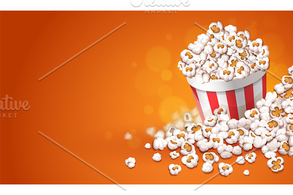 Popcorn in paper bucket. Online.