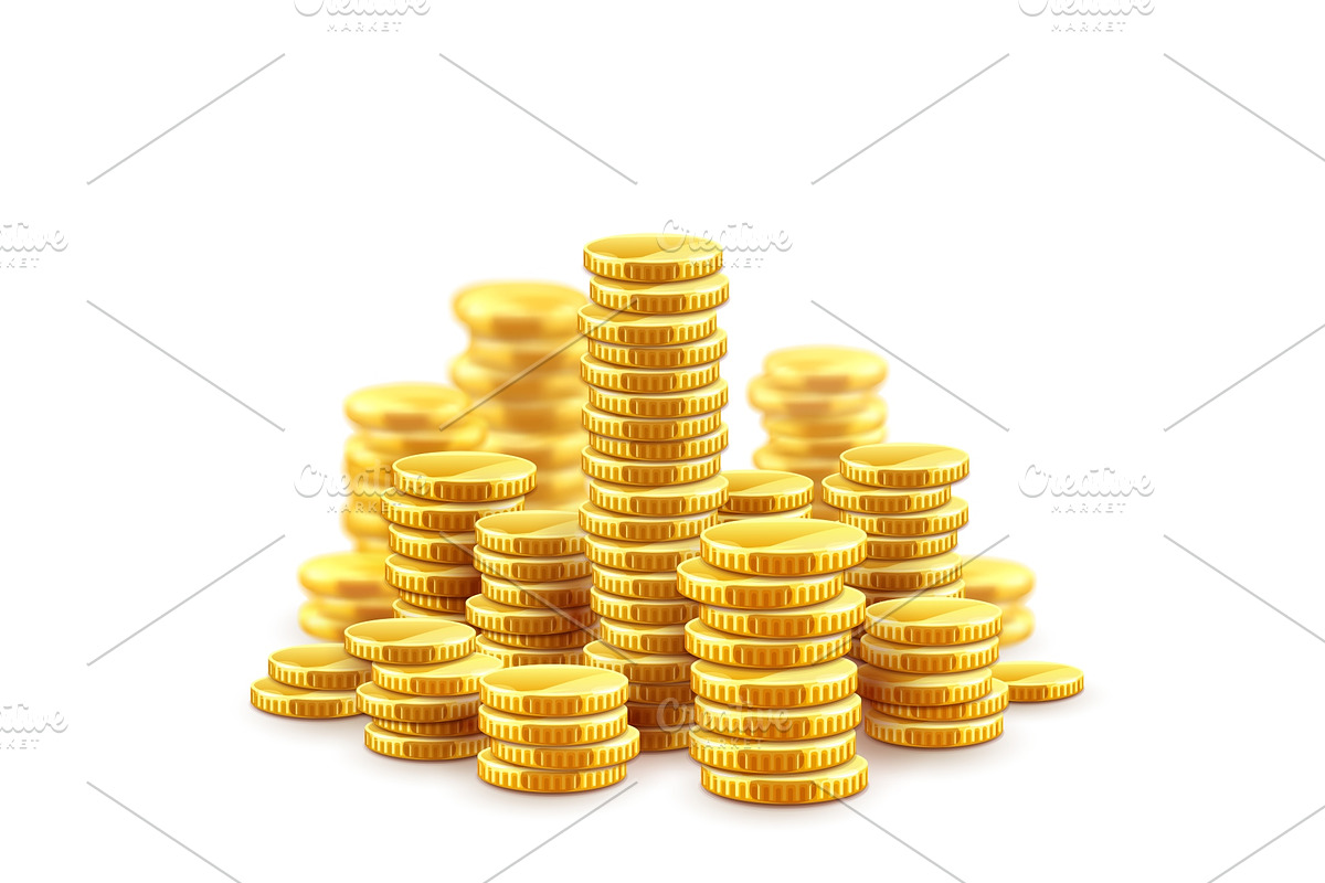 Gold coins cash money in piles. in Illustrations - product preview 8