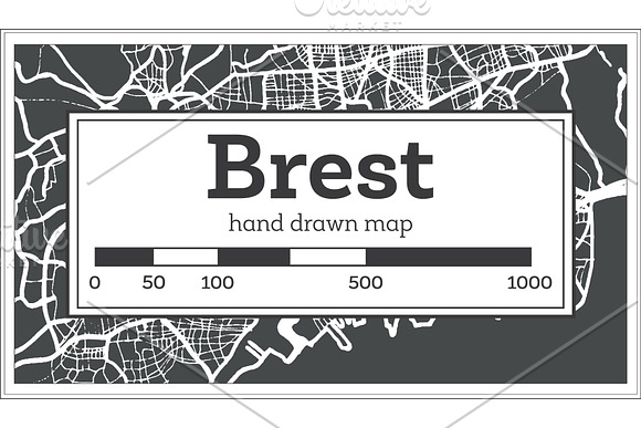 Brest France City Map in Retro Style in Illustrations - product preview 1