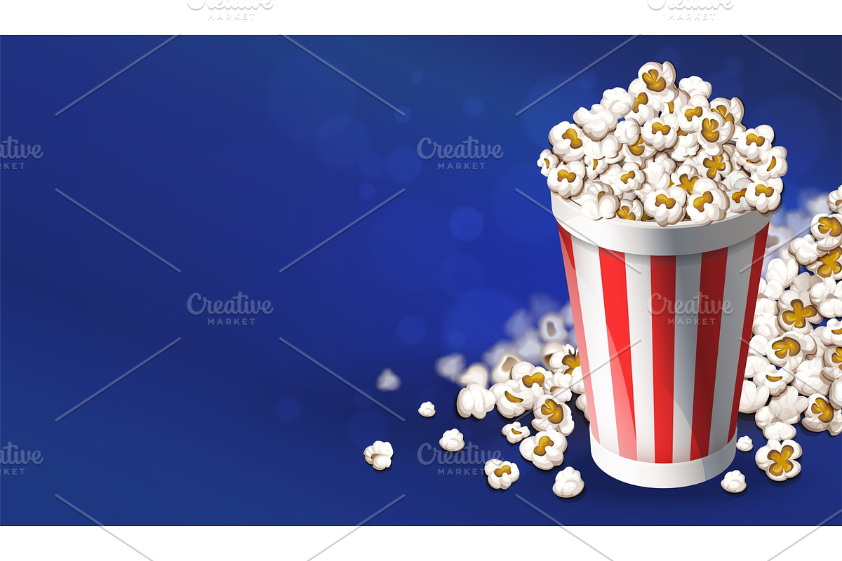 Popcorn in paper bucket. Online. in Illustrations - product preview 8