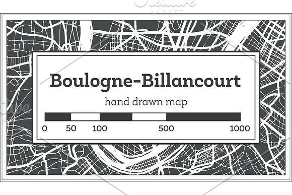 Boulogne-Billancourt France City Map in Illustrations - product preview 1