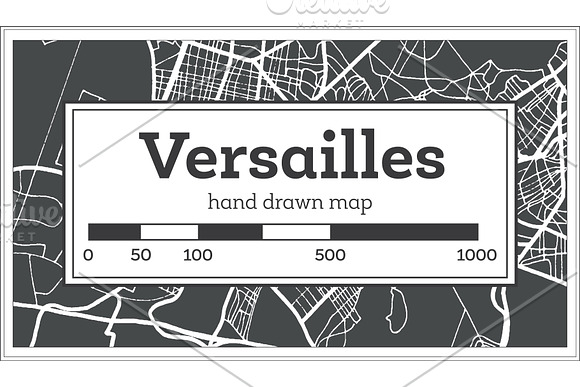 Versailles France City Map in Retro in Illustrations - product preview 1