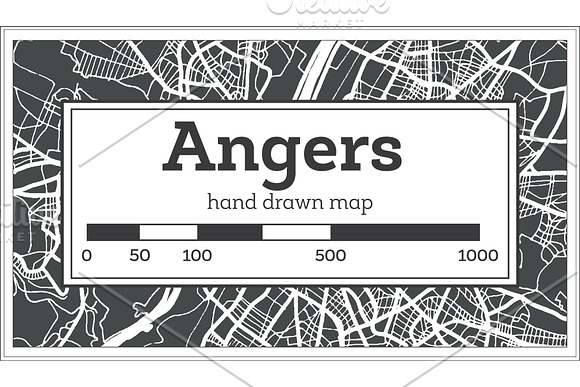 Angers France City Map in Retro in Illustrations - product preview 1