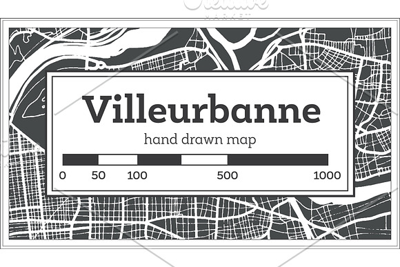 Villeurbanne France City Map in Illustrations - product preview 1