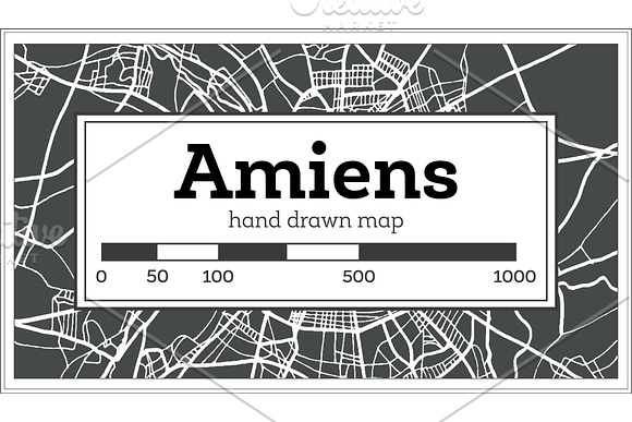 Amiens France City Map in Retro in Illustrations - product preview 1