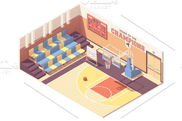 Isometric gymnasium basketball court