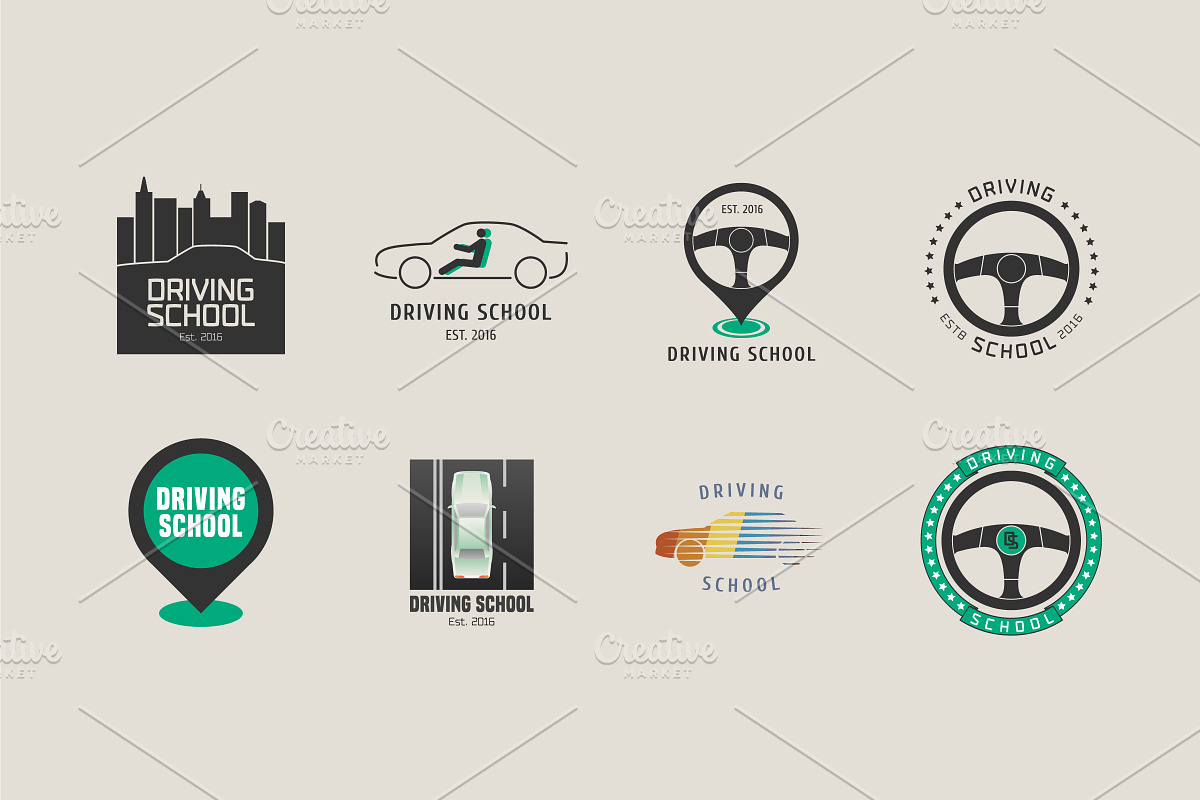Driving License School Vector Logoa Creative Logo Templates
