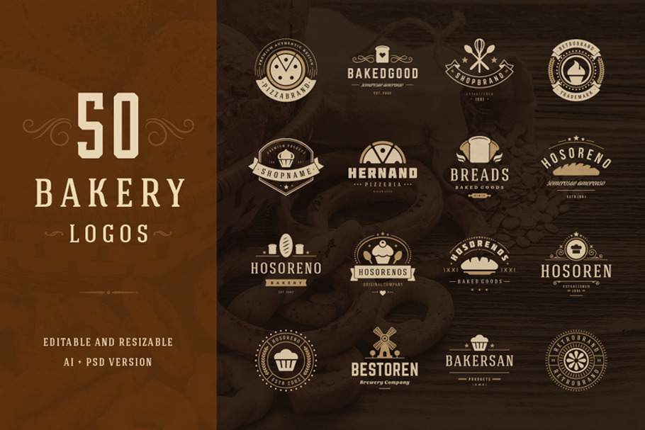 50 Bakery Logotypes and Badges in Logo Templates - product preview 8