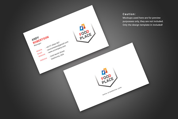 Restaurant Business Card in Business Card Templates - product preview 3