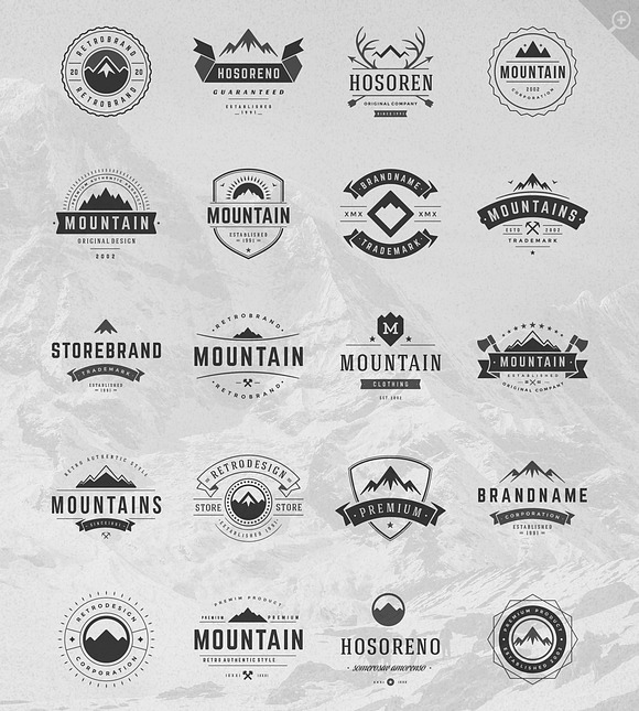 20 Mountain logos and badges in Logo Templates - product preview 1