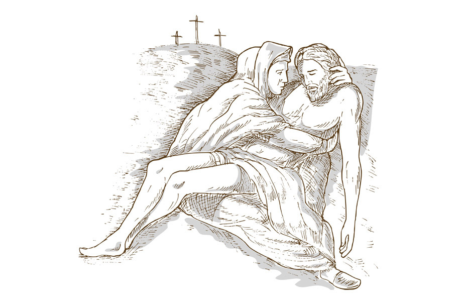 Mother Mary and dead Jesus Christ