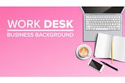 Work Desk Background Vector. Place