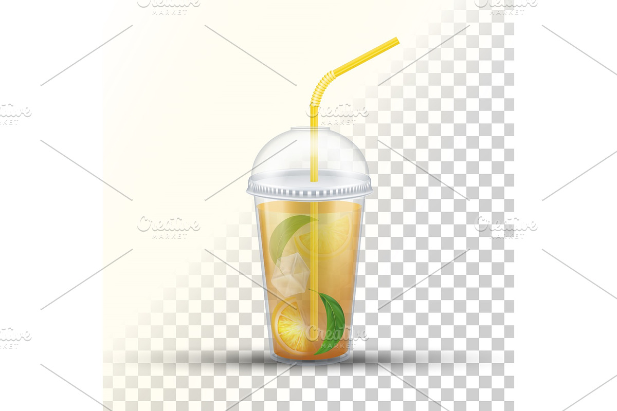 Ice Tea Plastic Takeaway Vector 3D in Illustrations - product preview 8
