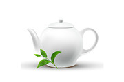 Ceramic White Teapot With Vector