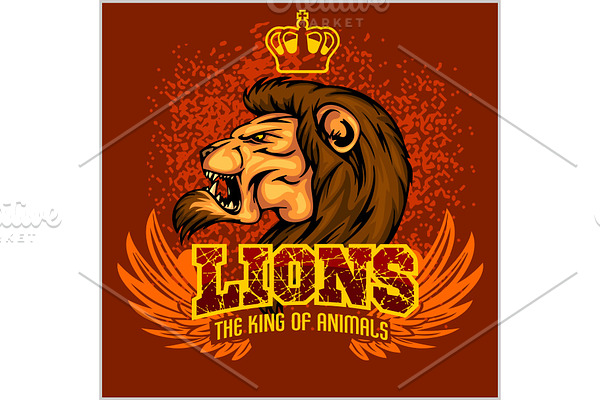 Lion head mascot - vector