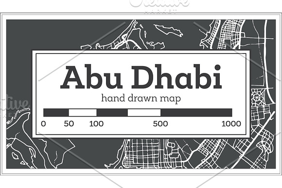 Abu Dhabi UAE Map in Retro Style. in Illustrations - product preview 1
