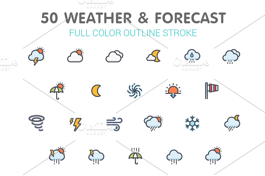 weather and forecast Full Color Icon in Weather Icons - product preview 8