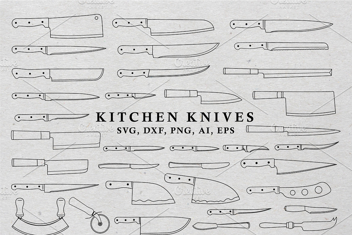 Knife Knives Shapes Vector Pack in Illustrations - product preview 8