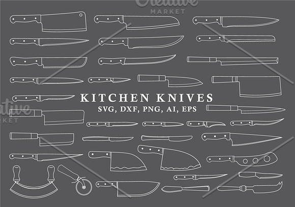 Knife Knives Shapes Vector Pack in Illustrations - product preview 1