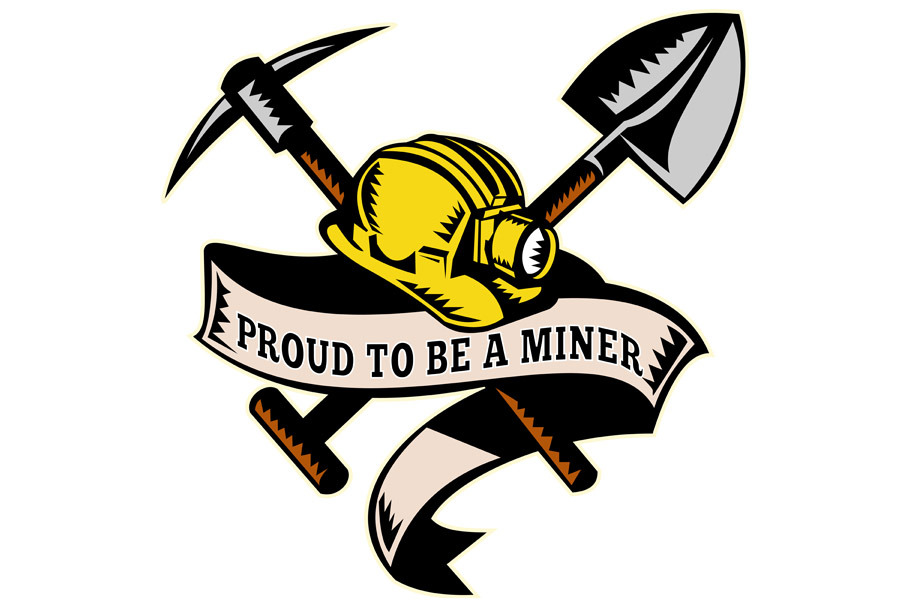 coal miner hat shovel spade pickax