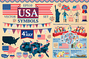 Vector Set of USA symbols, history