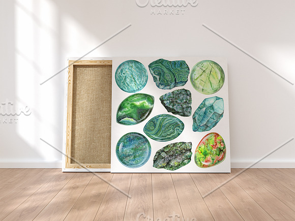 Watercolor crystal gems chakra stone in Illustrations - product preview 3
