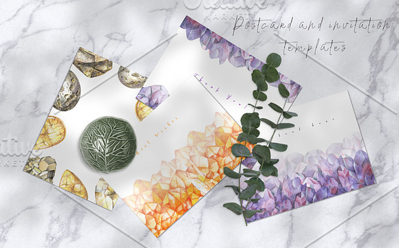 Watercolor crystal gems chakra stone in Illustrations - product preview 4