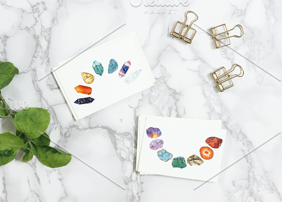 Watercolor crystal gems chakra stone in Illustrations - product preview 6